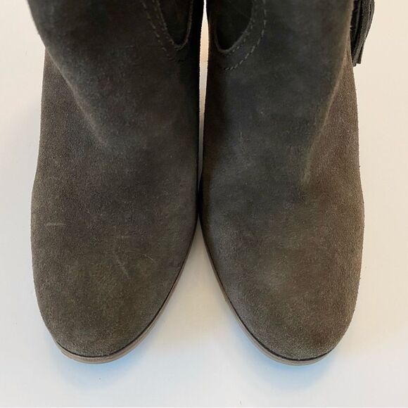 Dolce Vita Melah Western Ankle Boots Booties Tassel Fringe 7.5 Olive Brown Suede - Picture 7 of 12